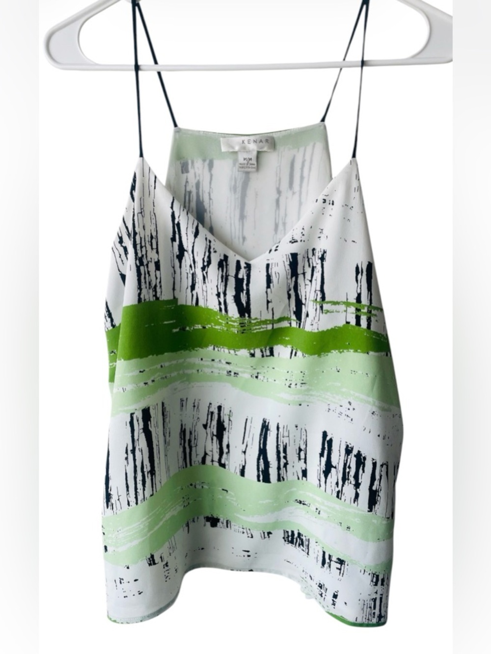 Kenar White, Lime Green & Light Mint Abstract Print Top